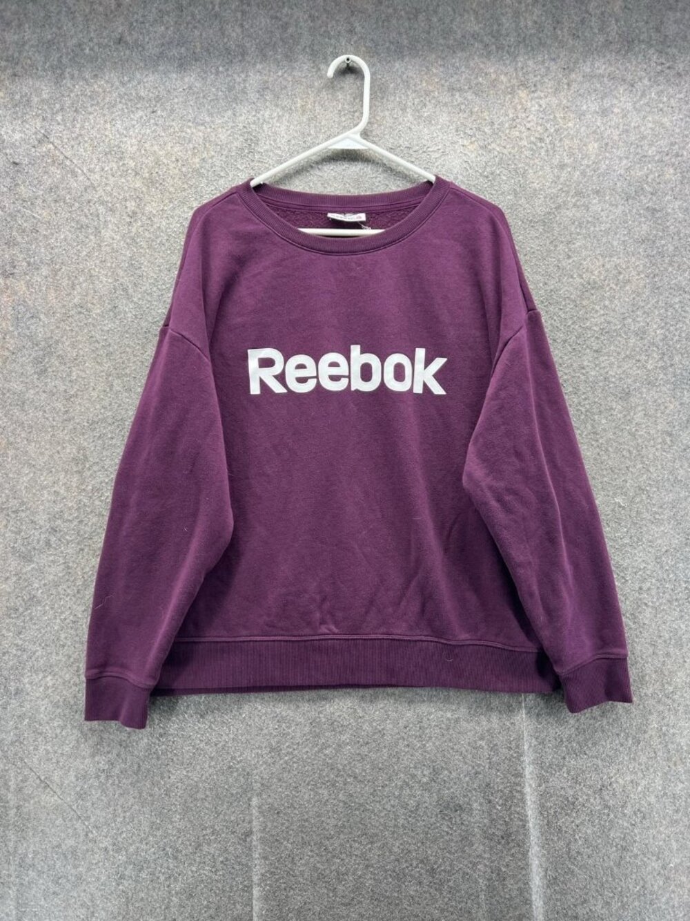 Reebok Sweatshirt Womens Medium Purple Fleece Logo Crewneck Pullover Top